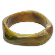 Armbänder Bangle aus Resin Olive green-brown-white