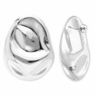 Zubeh&ouml;r aus Stainless Steel - Rostfreiem Stahl Ohrringe / Ohrstecker Oval with Loop Silver