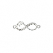 Anhänger Metall DQ Zwischenstück Infinity with Heart Antik silber (Nickelfrei)