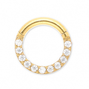 Stainless Steel - Rostfrei Stahl Ohrpiercing Clicker ring with Strass Gold-crystal