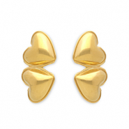 Stainless Steel - Rostfrei Stahl Ohrringe / Ohrstecker Hearts Gold