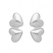 Stainless Steel - Rostfrei Stahl Ohrringe / Ohrstecker Hearts Silver