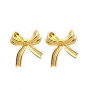 Stainless Steel - Rostfrei Stahl Ohrringe / Ohrstecker Bow Gold