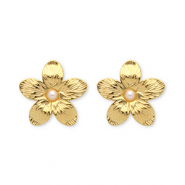 Stainless Steel - Rostfrei Stahl Ohrringe / Ohrstecker Flower Gold