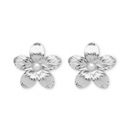 Stainless Steel - Rostfrei Stahl Ohrringe / Ohrstecker Flower Silver