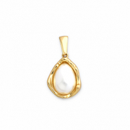 Anh&auml;nger aus Stainless Steel - Rostfreiem Stahl with Imitation Pearls Gold-white