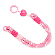Musthave Segeltau-Handykette with Heart Pink multicolour-white-grey-beige