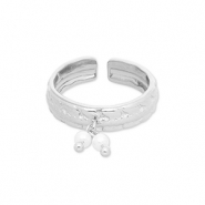 Stainless Steel - Rostfrei Stahl Ringe with Pearls Silver-white
