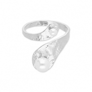 Stainless Steel - Rostfrei Stahl Ringe with Pearls Silver-white