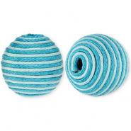 22 mm Perlen aus Acryl mit Wachskordel Light blue-blue