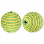 22 mm Perlen aus Acryl mit Wachskordel Green-yellow