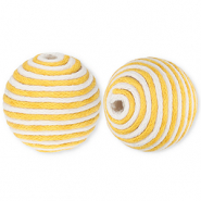 22 mm Perlen aus Acryl mit Wachskordel Ochre yellow-white