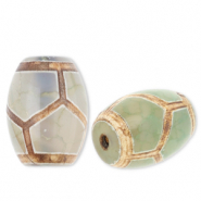 Perlen Naturstein Chalcedon Tube Green-beige-brown
