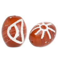 Perlen Naturstein Chalcedon Rice Mahogany red-white
