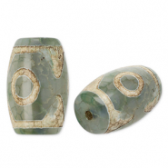Perlen Naturstein Chalcedon Tube Green-beige-brown