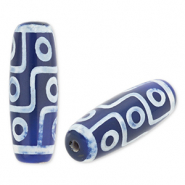 Perlen Naturstein Chalcedon Tube Blue-white