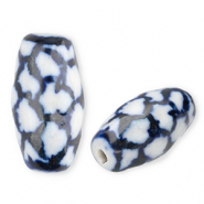 Keramik Perlen Rice Off white-Delft blue