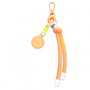 Schl&uuml;sselanh&auml;nger Smiley with Rope Neon orange-neon yellow-white