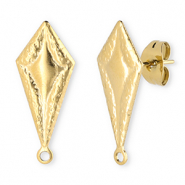 Zubeh&ouml;r aus Stainless Steel - Rostfreiem Stahl Ohrringe / Ohrstecker Rhombus with Loop Gold