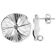 Zubeh&ouml;r aus Stainless Steel - Rostfreiem Stahl Ohrringe / Ohrstecker Flower with Loop Silver