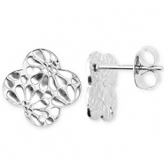 Zubeh&ouml;r aus Stainless Steel - Rostfreiem Stahl Ohrringe / Ohrstecker Round with Flower with Loop Silver