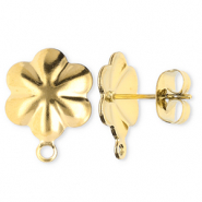 Zubeh&ouml;r aus Stainless Steel - Rostfreiem Stahl Ohrringe / Ohrstecker Flower with Loop Gold