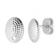 Zubeh&ouml;r aus Stainless Steel - Rostfreiem Stahl Ohrringe / Ohrstecker Oval with Loop Silver