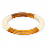 Armbänder Bangle aus Resin Transparent amber brown-ivory white