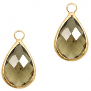 Anh&auml;nger aus Kristallglas Tropfenform 18x10mm Greige crystal-gold