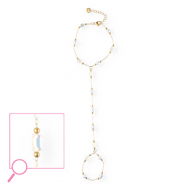 Stainless Steel - Rostfrei Stahl Handketten Gold-crystal AB-white