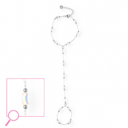 Stainless Steel - Rostfrei Stahl Handketten Silver-crystal AB-white