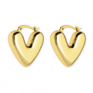 Stainless Steel - Rostfrei Stahl Ohrringe / Creolen Heart Gold