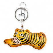 Lederen-Schlüsselanhänger Tiger Orange-yellow-black-white