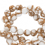 6 mm Perlen Naturstein  White-copper brown