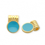Anh&auml;nger Metall DQ&reg; Round Goud-petrol blue (nikkelvrij)
