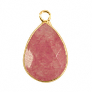 Anh&auml;nger Naturstein Tropfenform Coral pink-gold