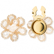 TQ Metall Brass Knopfabdeckung Flower Gold-light pink-crystal