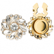 TQ Metall Brass Knopfabdeckung Flower Gold-crystal
