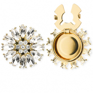 TQ Metall Brass Knopfabdeckung Flower Gold-crystal