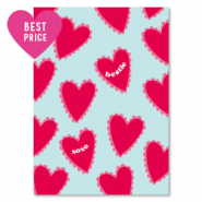 Karten f&uuml;r Schmuck "bestie xoxo" Light blue-red