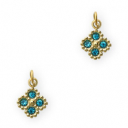 Anh&auml;nger aus Stainless Steel - Rostfreiem Stahl Flower Gold-blue