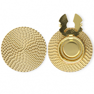 Stainless Steel - Rostfrei Stahl Knopfabdeckung Round Rattan-Look Gold