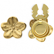 Stainless Steel - Rostfrei Stahl Knopfabdeckung Flower Gold