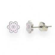 Stainless Steel - Rostfrei Stahl Ohrringe Flower Lilac-silver