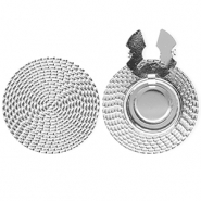 Stainless Steel - Rostfrei Stahl Knopfabdeckung Round Rattan-Look Silver