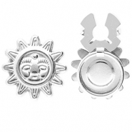 Stainless Steel - Rostfrei Stahl Knopfabdeckung Sun with face Silver