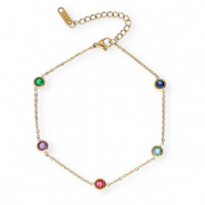 Stainless Steel - Rostfrei Stahl Fussketten Crystal Gold