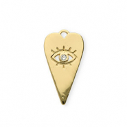 TQ Metall Brass Anh&auml;nger Herz Auge der Vorsehung Strass Gold