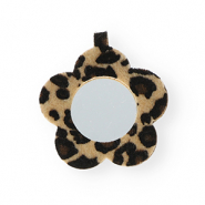 Statement-Anh&auml;nger Spiegel Flower with Leopard Print Beige-dark brown-black