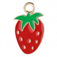 Anh&auml;nger Metall Strawberry Gold-red-green